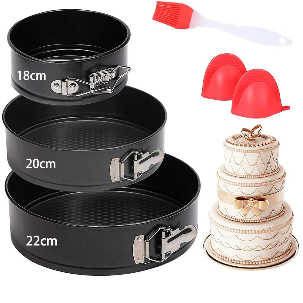 

18/20/22CM 3PCS/Set Cake Mold Springform Pan Set Round Baking Form Non-stick Cheesecake Pan Leakproof Weeding Cake Pan Bakeware