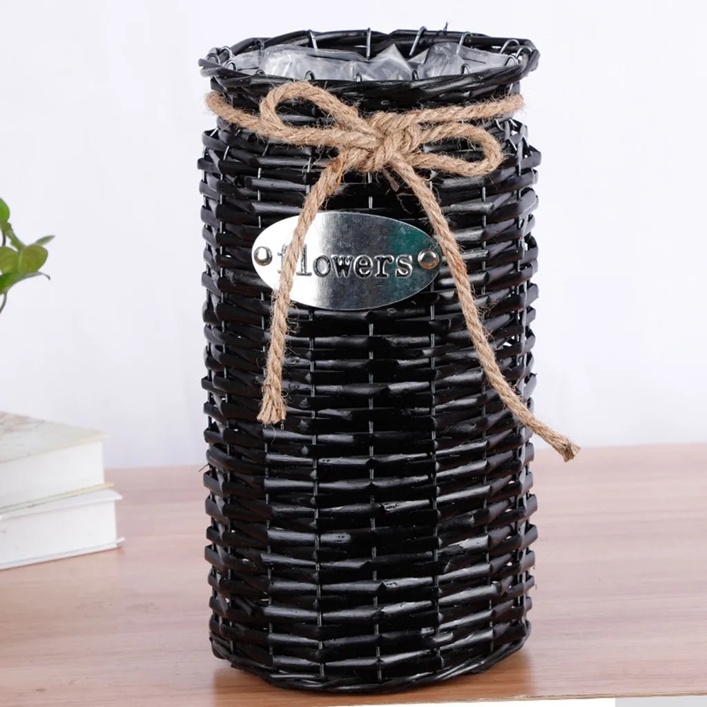 C Wicker vine High Floor Vase Crafts Woven Storage Basket Flower Plants Straw Pots Bag Home Decor FD06 | Дом и сад