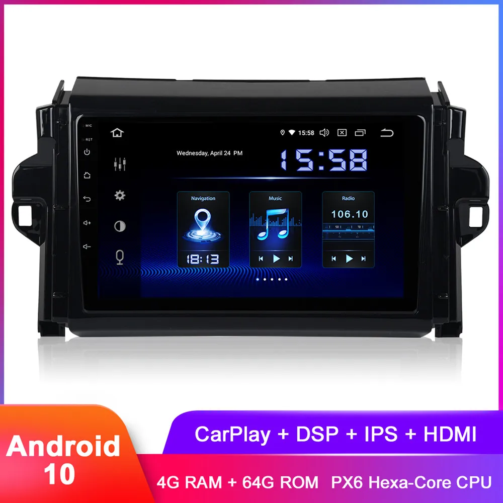 Автомагнитола 9 дюймов IPS дисплей Android 10 GPS для Fortuner 2016 2017 2018 In Dash 1 Din Carplay Wi Fi DSP аудио