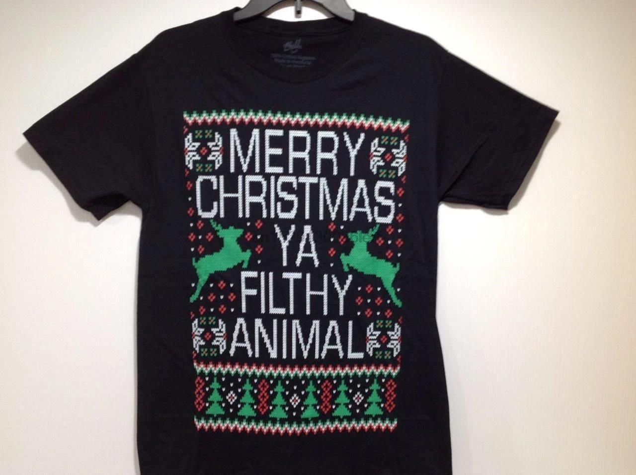 Мужская Праздничная футболка с надписью Merry Christmas Ya Filthy Animal Nwt|Мужские футболки| |