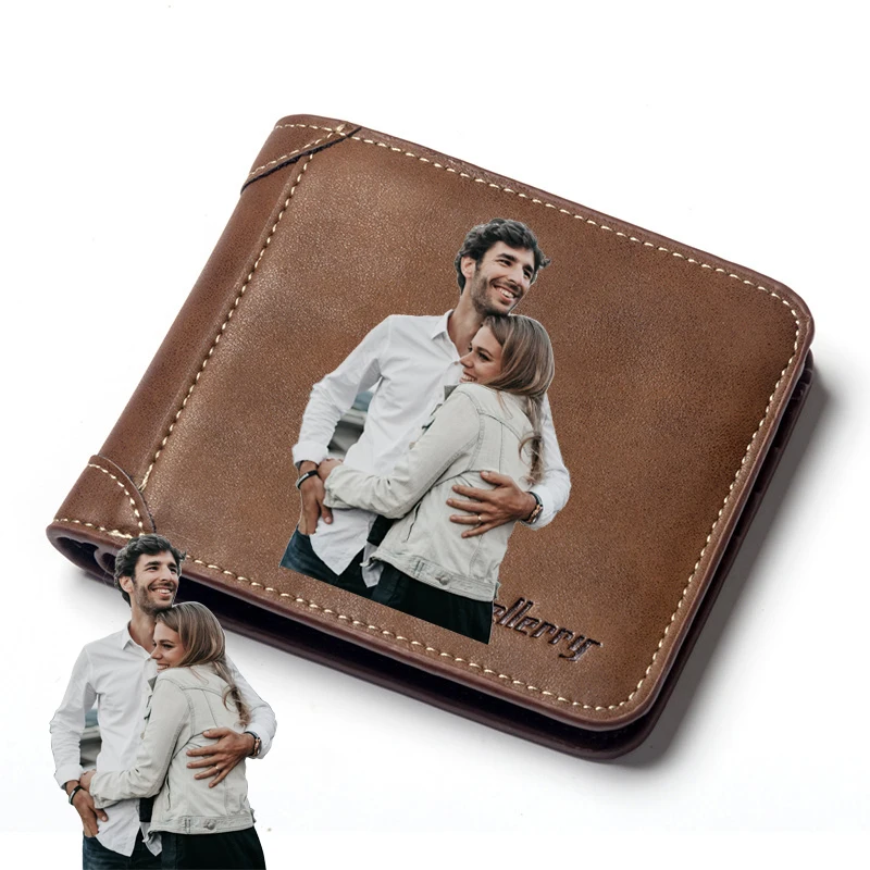 

Personalized Photo Men's Wallet Short Multi-card Coin Purse Vintage Casual Custom Picture Smal Youth TBifold Horizontal Wallets