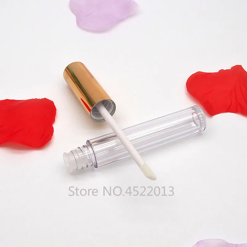 Косметическая прозрачная туба для блеска губ с золотой крышкой пластиковый