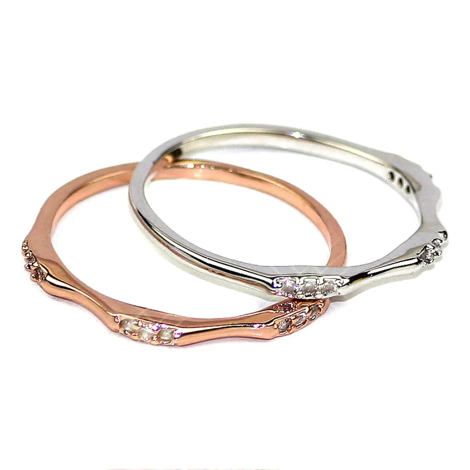 

2021 Simple Rings for Women 925 Silver Double Color Tail Ring Bridal Wedding Engagement Party Accessories Drop Shipping