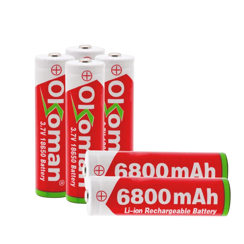2019 Okoman 18650 Аккумулятор 3 7 в 6800 мАч перезаряжаемый аккумулятор liion с зарядным