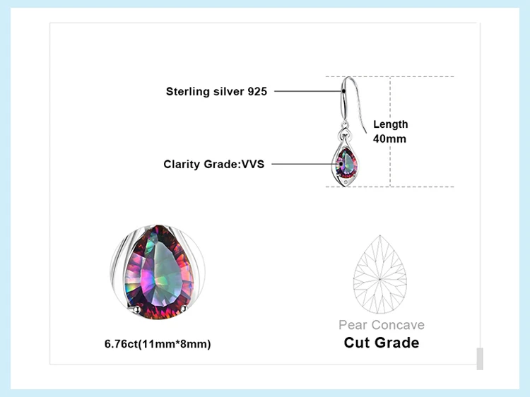 Jewelrypalace капли воды 6.8ct Подлинная Радуга своих Мистик Топаз Длинные висячие серьги чистый стерлингового серебра 925 пробы Ювелирные украшения для Для женщин