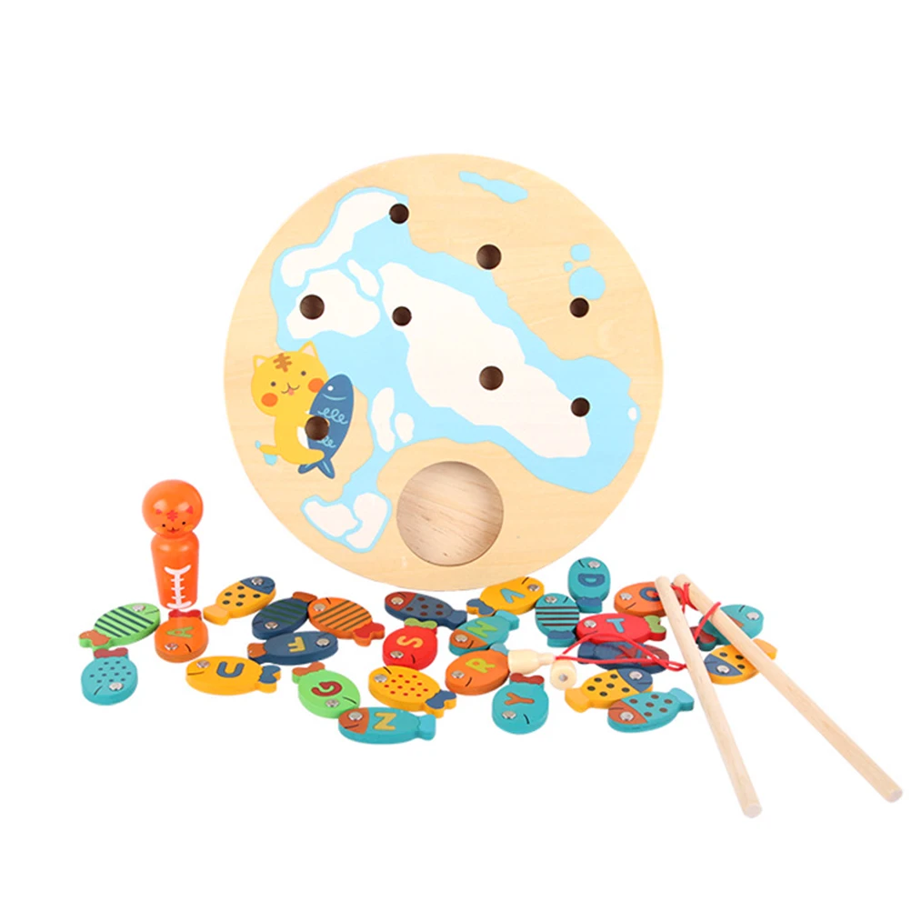

Wooden Magnetic Fishing Letters Catch Toys Table Games Children Education Preschool Educational Toys