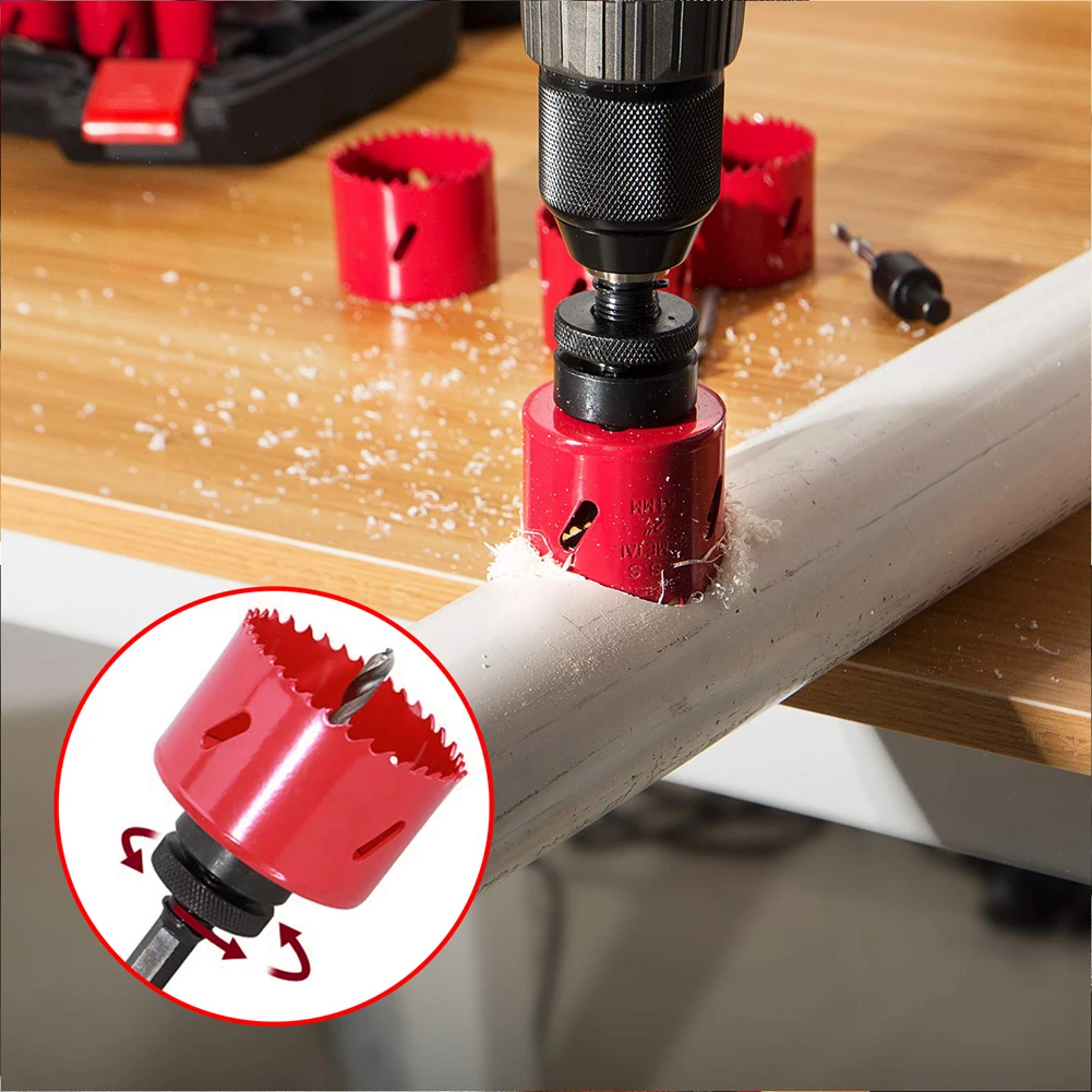 

17PCS Bi-Metal Hole Saw Drilling Kit Durable High Speed Steel with Mandrel Drill Bit Case for Cutting Power Metal Holes Tools