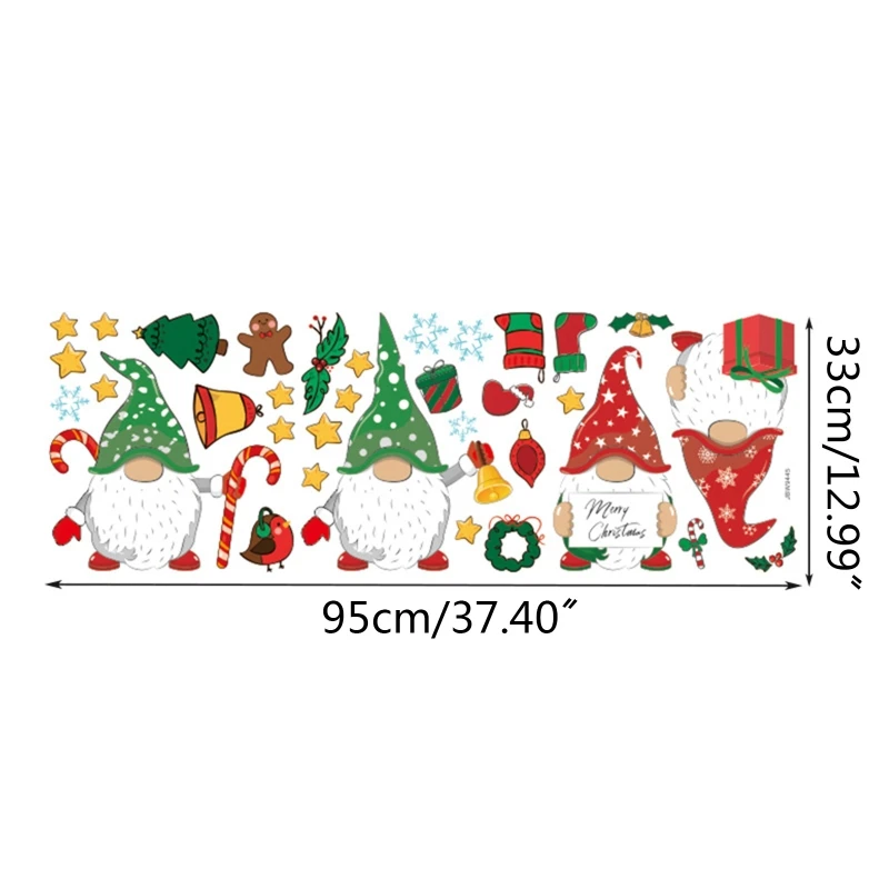 

Christmas Gnome Window Clings Fridge magnet Christmas Wall Sticker Home Decor