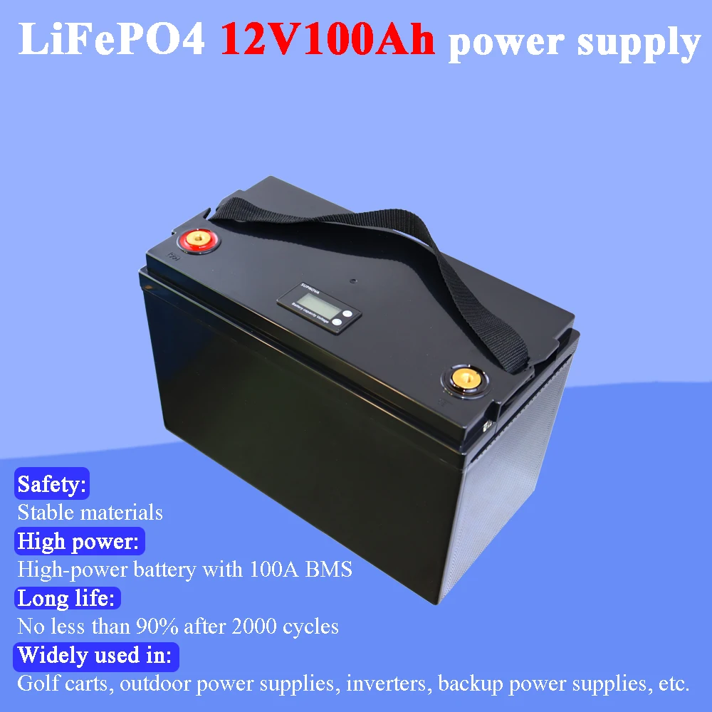 

Land Voyager12V 100Ah LiFePO4 Battery 100A BMS Lithium Power Batteries 12.8V For RV Campers Golf Cart Off-Road Off-Grid Solar