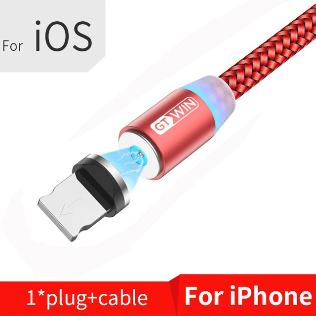 Red iOS Cable Магнитный Micro USB кабель GTWIN 2 м/3 м для iPhone xr Android, быстрая зарядка, Магнитный адаптер usb type C - Цвет: Red iOS Cable