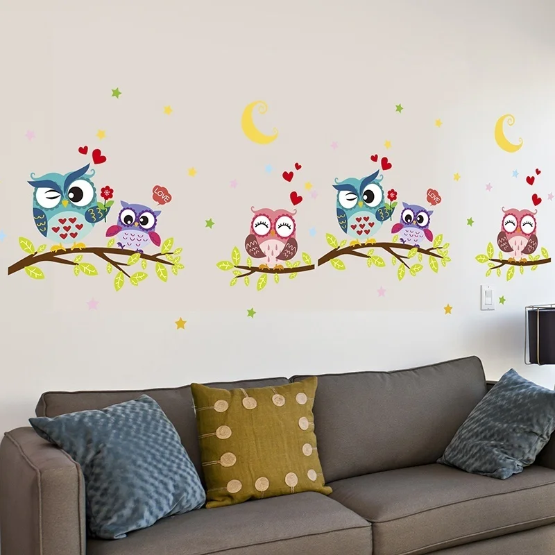 

1pcs Multicolored Removable Waterproof Cartoon Animal Owl Wall Stickers For Kids Rooms Home Decoration Bedroom Decals Wall Art