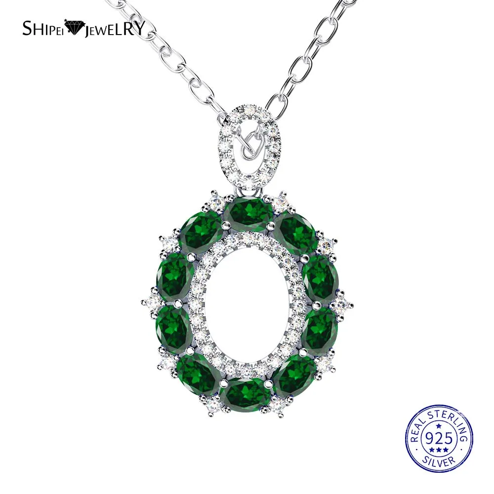 WhiteGold-Green Shipei стерлингового серебра 925 пробы ювелирные изделия Желтое золото розовая, золотая, овальная Сапфировая подвеска ожерелье для женщин Подарок на годовщину - Цвет камня: WhiteGold-Green