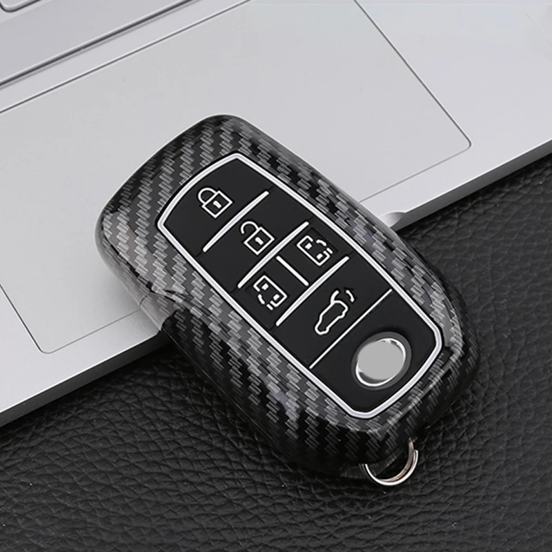 

Carbon Fiber ABS+Silicone Car key Remote Cover Case For Toyota Alphard Vellfire 2012 Previa 2015 2016 2017 2018 Accessories