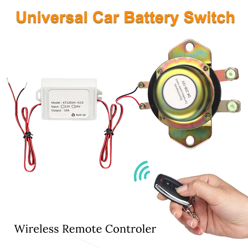 

Wireless Control 12V Car Battery Switch Disconnect Latching Relay Electromagnetic Auto Power Terminal + Remote Control