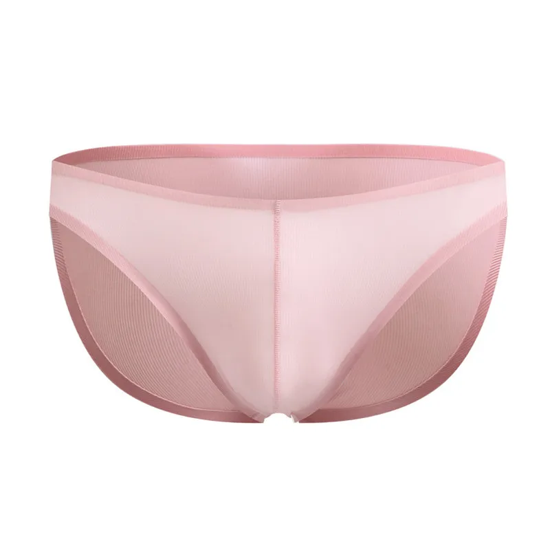 5PCS Men's Seamless Briefs Japanese Thin Ice Silk Translucent U-convex Breathable Low Waist Large Size Underwear Bikini Briefs