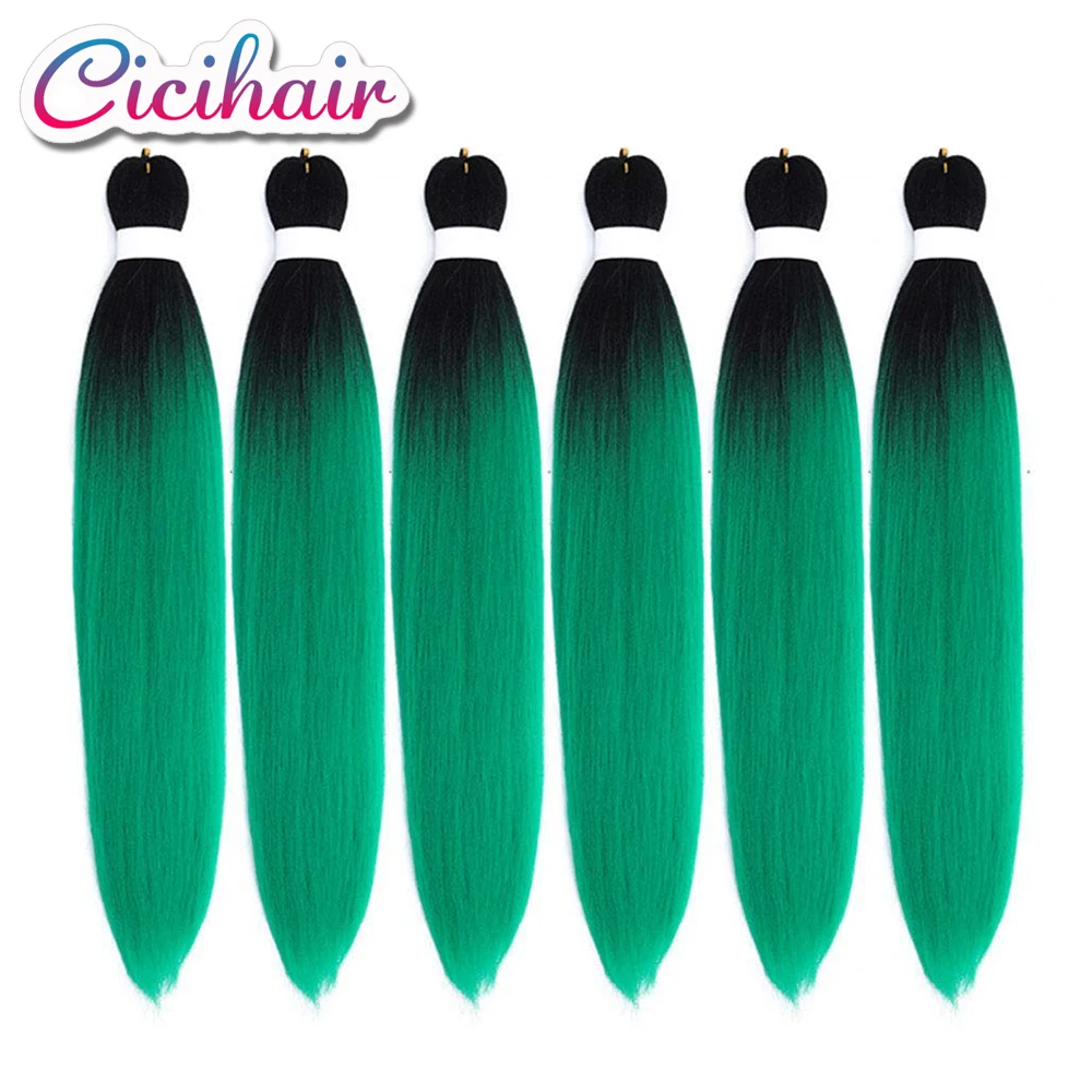 CICIHAIR Synthetic Easy Hair Braids Pre-stretched Ombre Braiding Extensions Afro Jumbo Braid Braided Gradient Green |