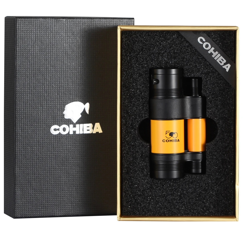 COHIBA ветрозащитный бутановый фонарь зажигалка портативные Креативные мужские