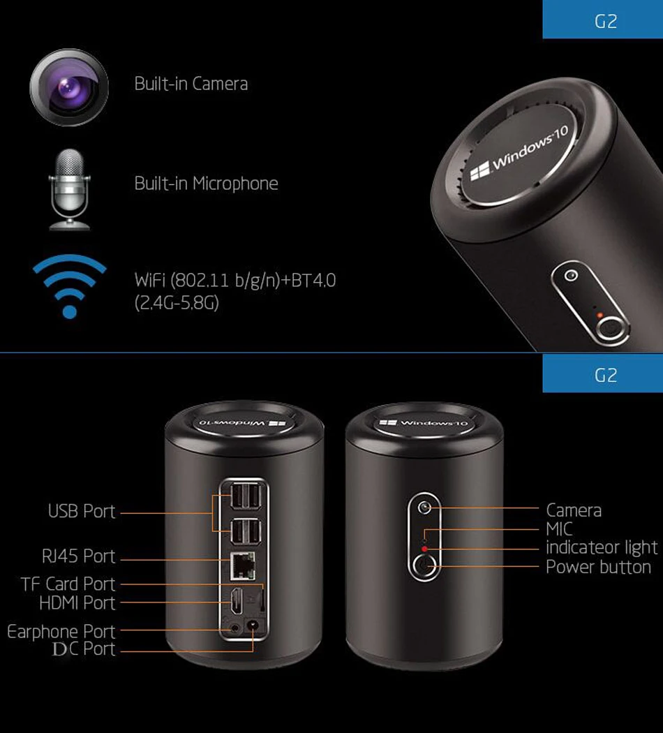 G2 PRO Mini PC intel Atom-X5 Z8300 портативный компьютер настольный четыре ядра Windows 10 2 Гб ОЗУ 32
