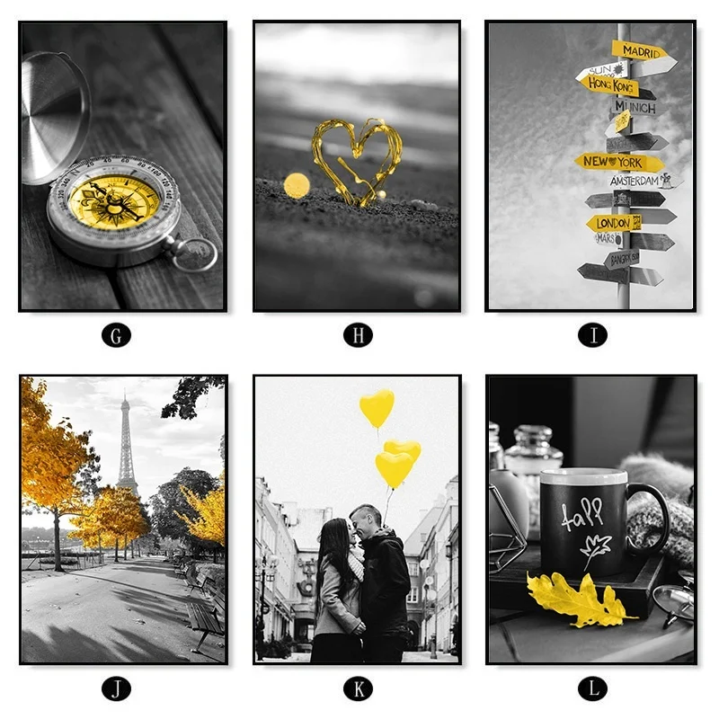 Черно-белая фотография пейзаж Картина домашний декор Скандинавская Картина на холсте стены Искусство желтый пейзаж художественный принт для гостиной