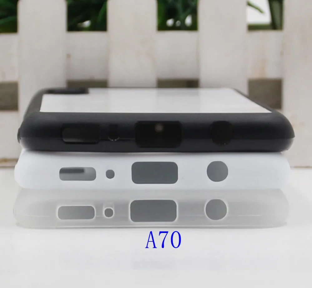 2D чистый сублимационный Резиновый ТПУ+ PC чехол для samsung Galaxy A10 A20 30 50 A7 A8 A70 пустой чехол с пластинами 20 шт./лот
