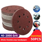 50 шт. 125 мм песок Бумага круглый Форма шлифовальные диски на застежке-липучке шлифовальный Бумага полировка лист песок Бумага 8 отверстий Полировочная, шлифовальная машинка Pad