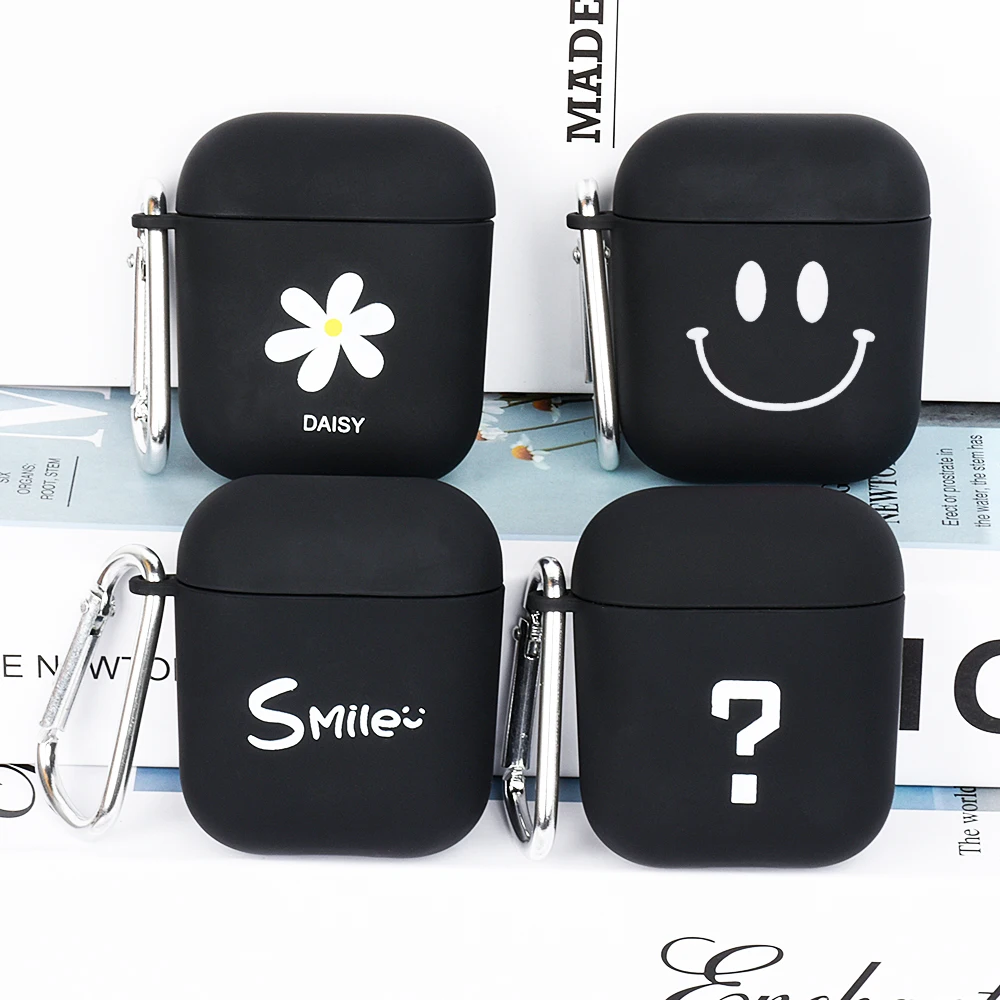 Матовый чехол для наушников Airpods с цветочным узором ромашки Apple Air pods крючком