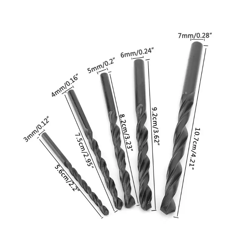 10pcs HSS 4241 High Speed Steel Twist Drill Bit Black Straight Shank 3 4 5 6 7mm