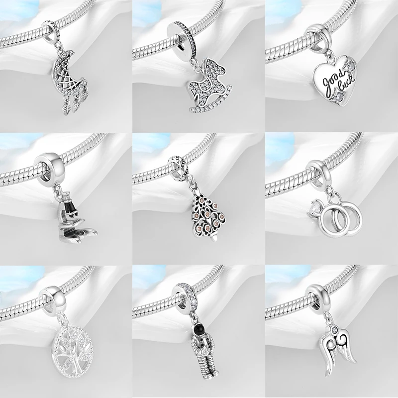 

High quality 925 Sterling Silver pendants Charms CZ bead Fit Original charm PANDORA Bracelet Necklace Jewelry Making