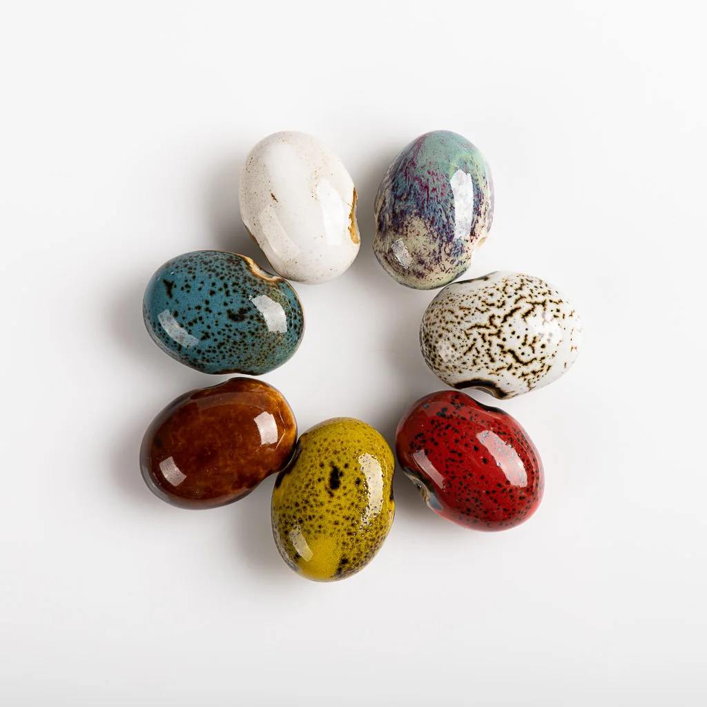 

18# 5pcs The imperial concubine drunk kiln ceramic beads The beans porcelain beads Color restoring ancient ways Bead #GZ518