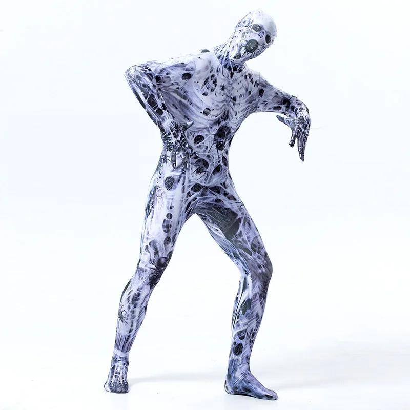 Взрослый Хэллоуин террор Призрак Череп Косплей Костюм ужасные зомби зентай