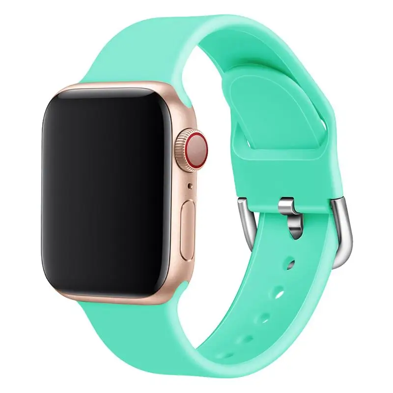 Mint Green Спортивный силиконовый ремешок для apple watch 5 4 band 44 мм iwatch band 42 мм correa 38 мм pulseira apple watch 5 4 3 2 Браслет ремешок для часов - Цвет ремешка: Mint Green