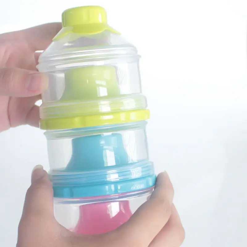 

3-Layers Baby Milk Powder Container Travel Non-Spill Stackable Formula Milk Storage Dispenser
