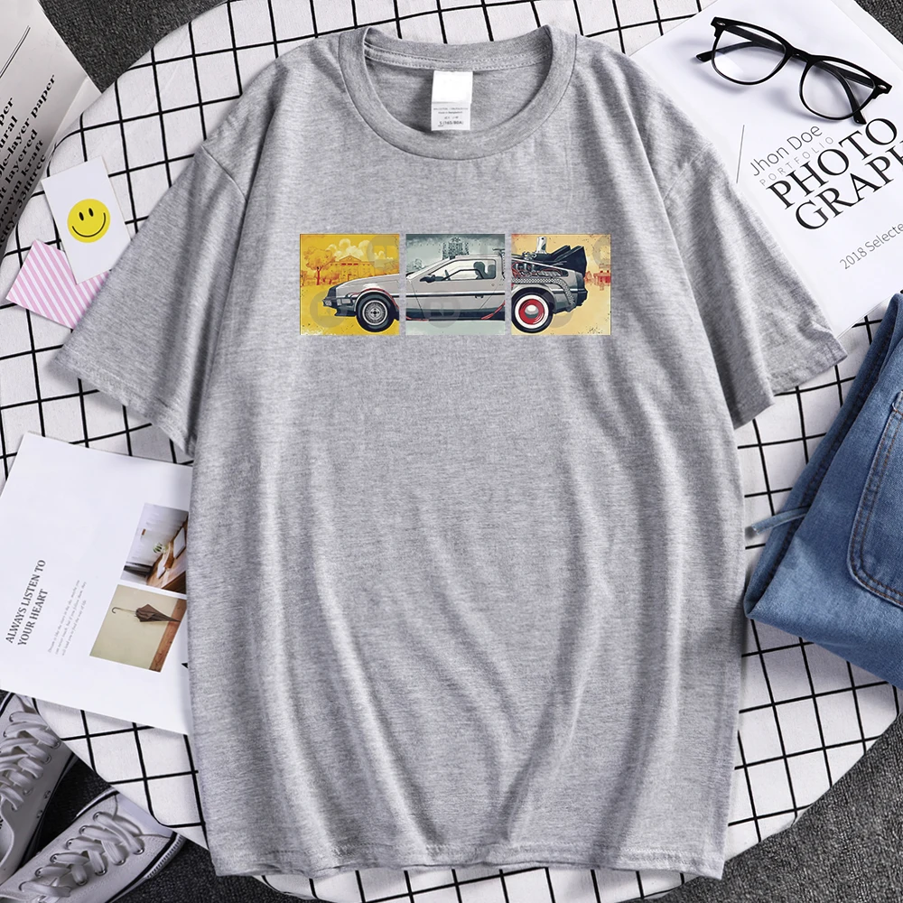 Мужская хлопковая футболка с коротким рукавом Back to the Future Повседневная Уличная