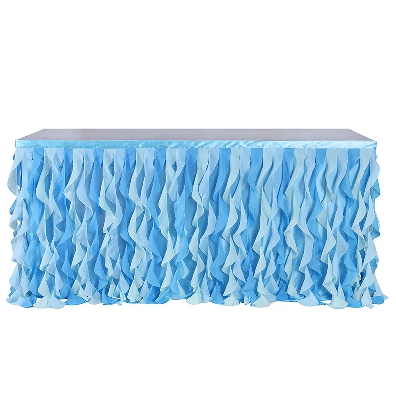 Смешанная синяя юбка для стола плиссированная прямоугольная или круглая из ивы