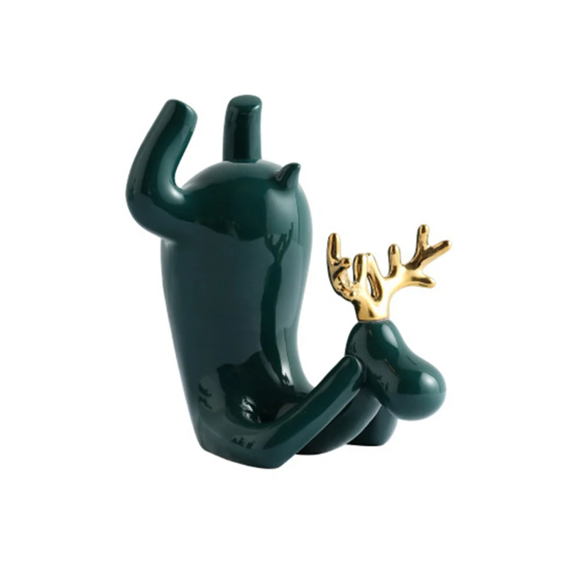 

Wine Rack Statue Elk Bottle Holder Stand Simple and Creatives Ceramics Craft for Home Living Room Bar ANDF889