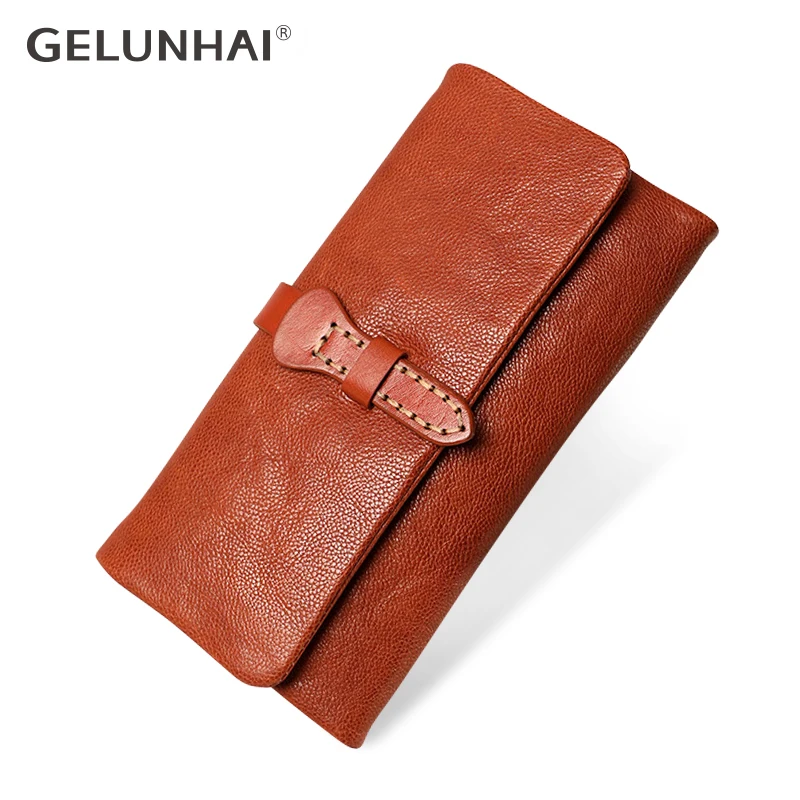 GELUNHAI Стильная кожаная сумка кошелек брендовый Длинный женские кошельки