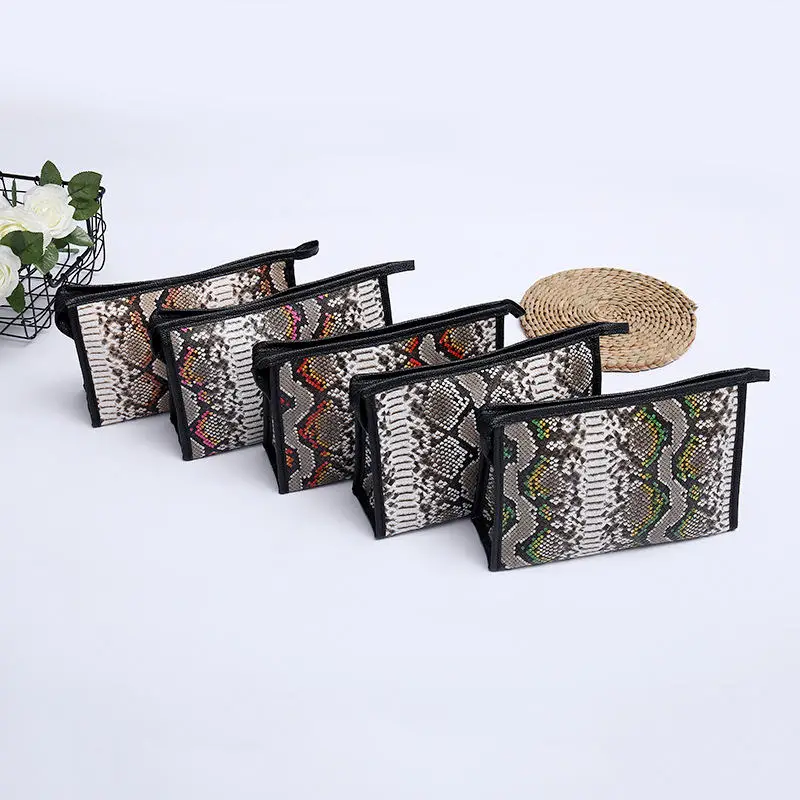 Стильный женский косметичка с принтом змеиной кожи для макияжа ванной комнаты