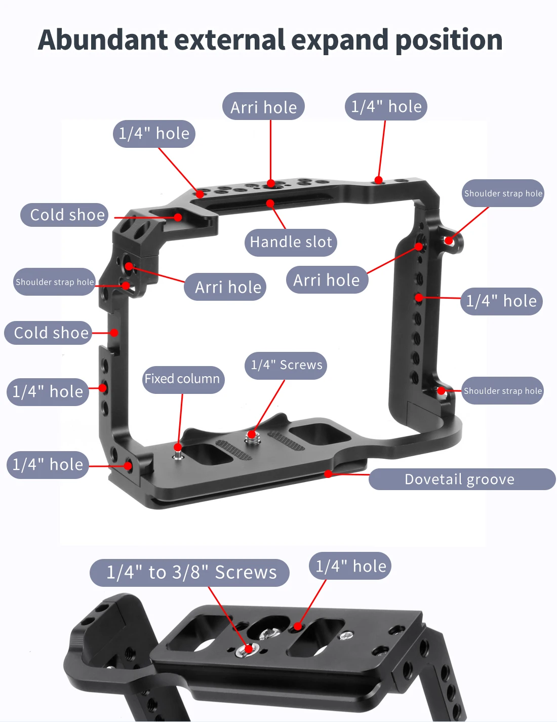 Алюминиевый сплав камера видео Rig клетка с верхней ручкой комплект для Canon EOS R5 R6