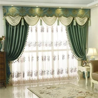 top quality thickening shading green color italy velvet head valance curtains for living room modern window curtain for bedroom