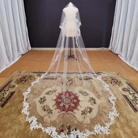 real photos 3 5 meters long lace wedding veil without comb soft tulle white ivory bridal veil mantilla veil wedding headpieces