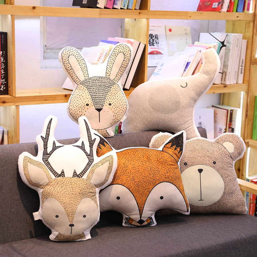 Милый Детский слон лиса олень медведь кролик мягкая плюшевая игрушка подушки