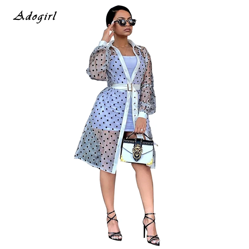 Сексуальные рубашки из органзы с принтом в горошек платье на элегантных кнопках Воротник под горло женское