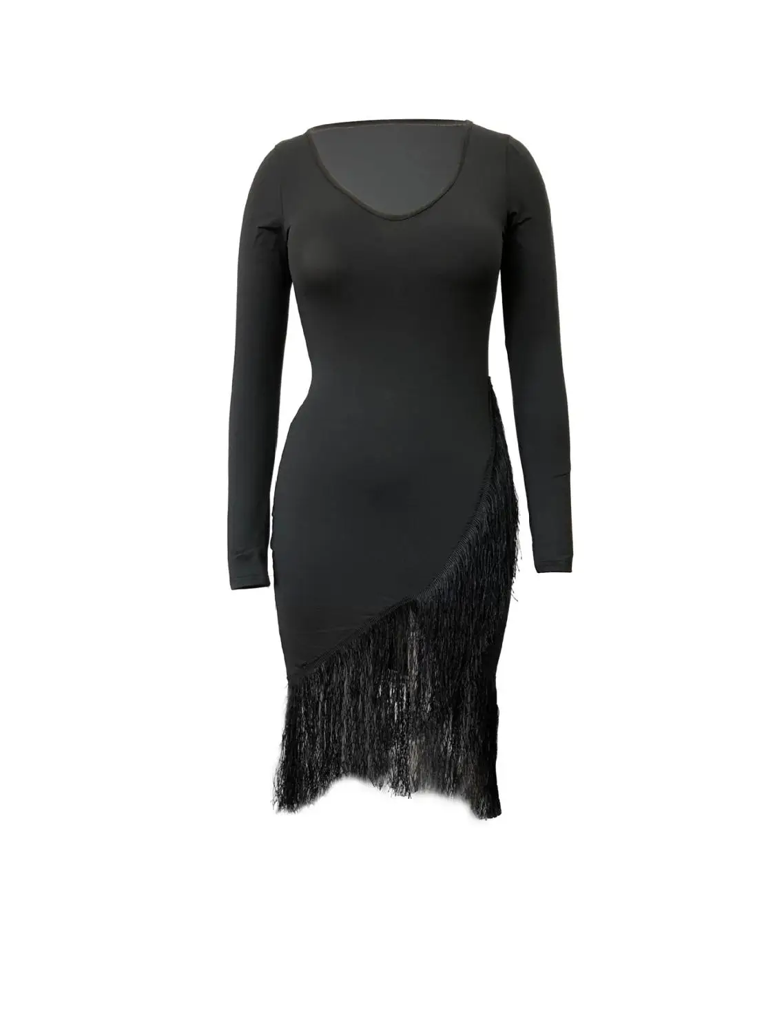 Осеннее сексуальное длинное платье с длинным рукавом и кисточками для женщин