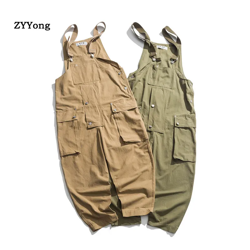 2020 Sping Wild American Street Fashion Cotton Trend Couple Loose Straight Pocket Bib Men's Overalls Casual Trousers Jumpsuit