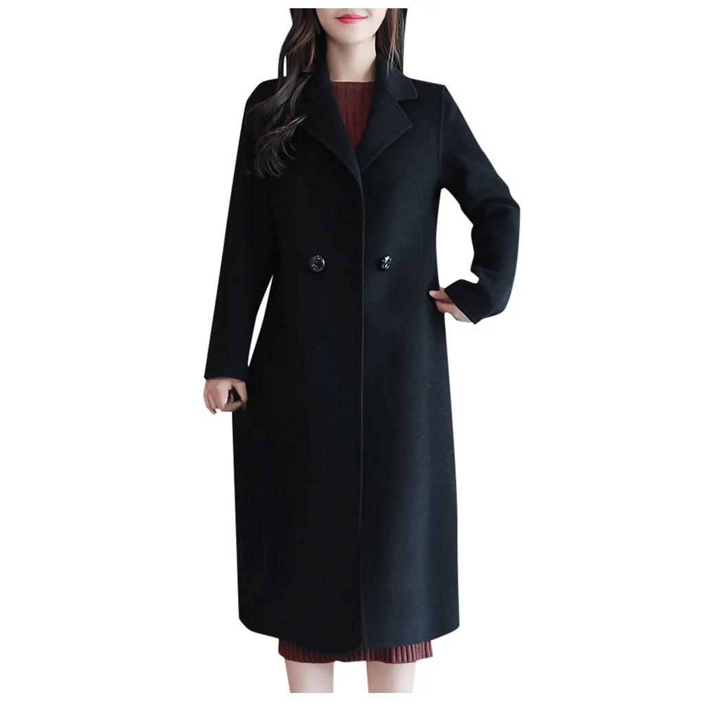 Женское длинное шерстяное пальто SAGACE Свободное с длинным рукавом верхняя одежда