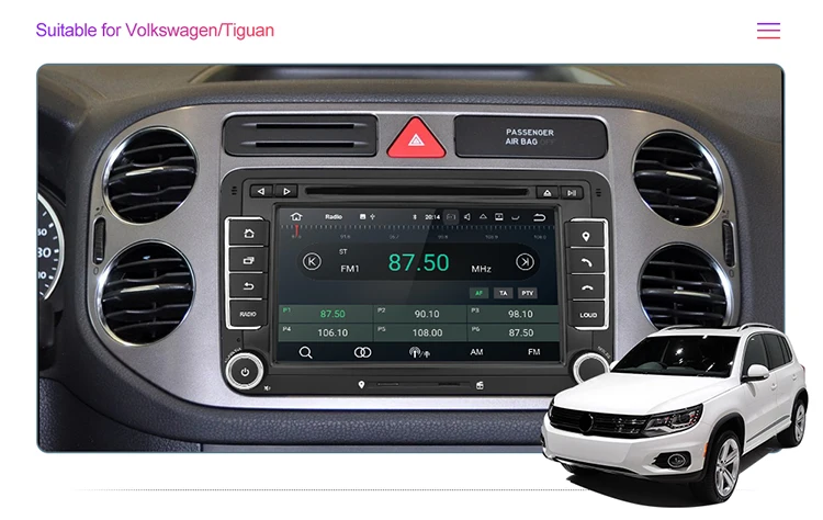 Android 9,1 2 Din Автомобильный мультимедийный dvd-плеер Авто Радио 2+ 16 USB SD gps для VW Golf Tiguan Skoda Fabia быстрая для сиденья Leon Skoda 47