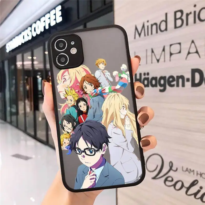 

Japan Anime Your Lie in April Phone Case Matte Transparent for iPhone 7 8 11 12 s mini pro X XS XR MAX Plus cover funda