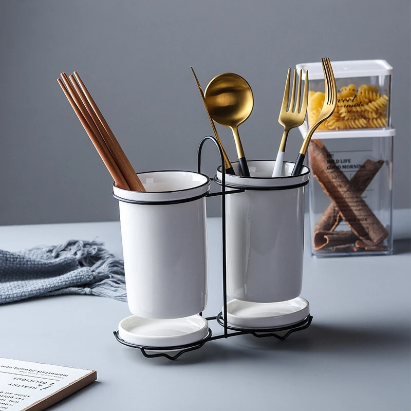 Креативная посуда керамическая трубка для хранения вилка ложка палочки