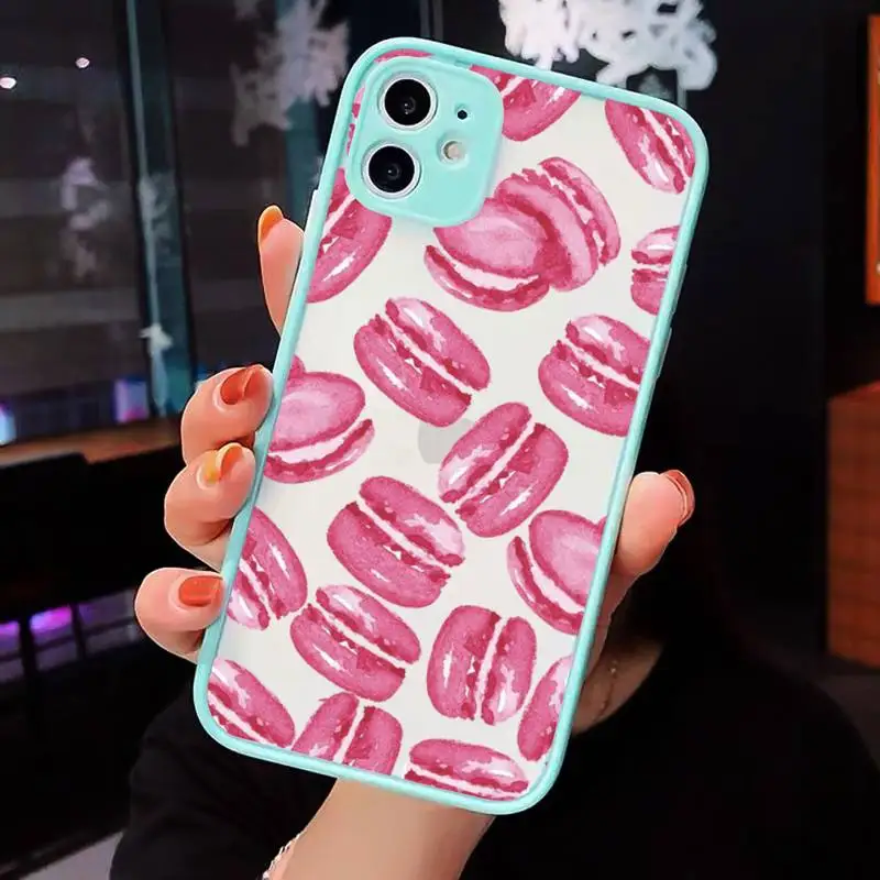 

Sweet Cake Food Macaron Phone Case matte transparent For iphone 7 8 11 12 plus mini x xs xr pro max cover luxury design shell