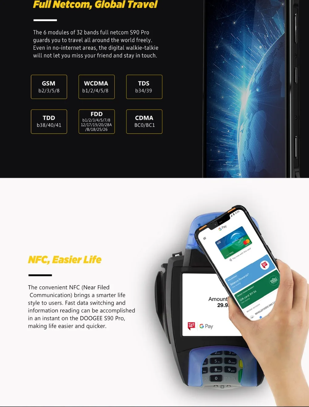 DOOGEE S90 pro 6GB 128GB мобильный телефон IP69K водонепроницаемый PTT SOS 5050mAh 6,18 ''MT6771 Восьмиядерный 16MP NFC 4G смартфон